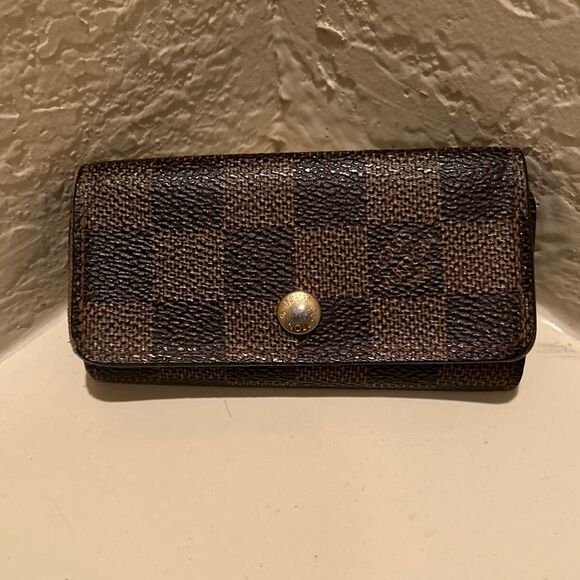 Louis Vuitton Damier Azur 4 Key Holder Case Brown Checkered Coated Canvas - Picture 8 of 8